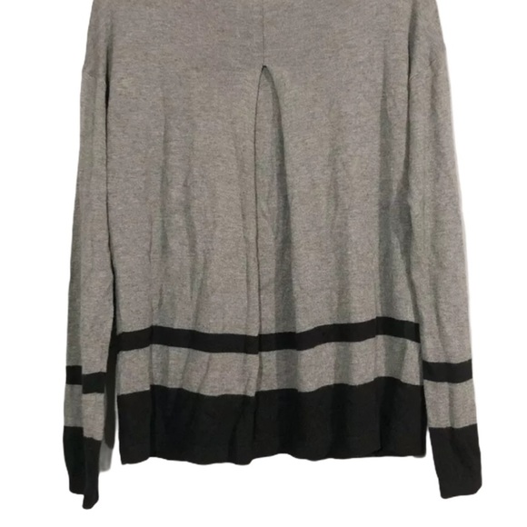 Loft sweater Gray Black Color Block stripe Pleat - Picture 6 of 10